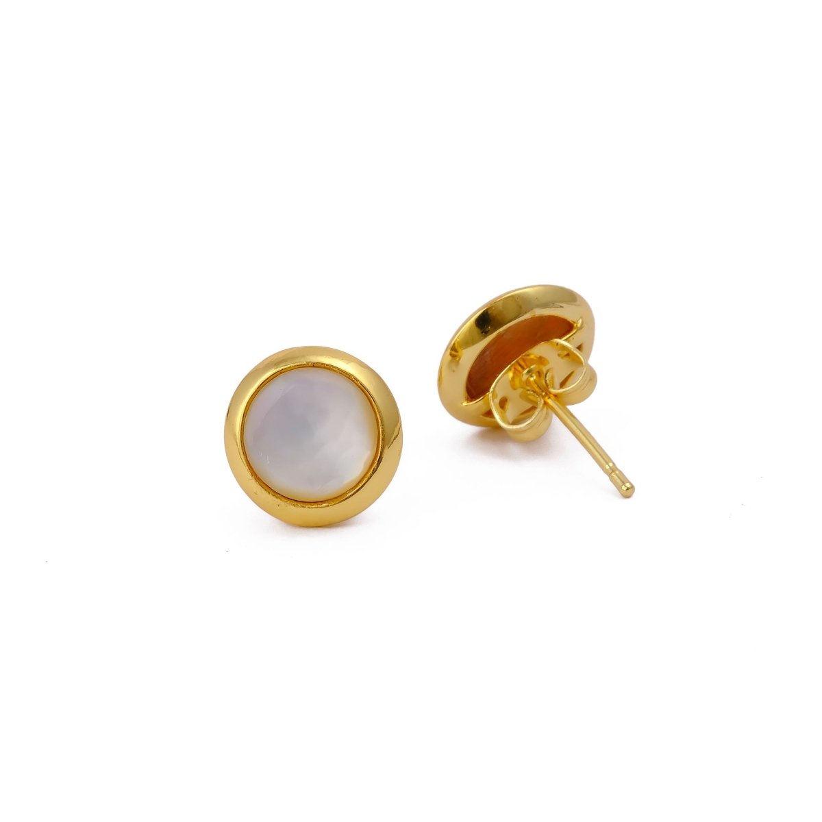 Red Coral Gemstone Minimal Gold Plated Stud Earrings Gift for Her CE - 1002