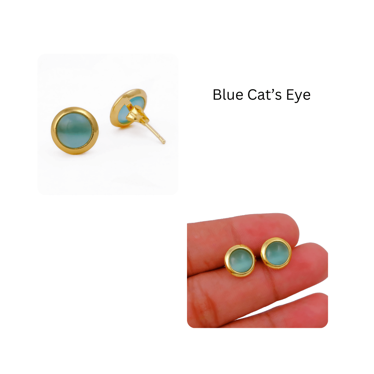 Red Coral Gemstone Minimal Gold Plated Stud Earrings Gift for Her CE - 1002