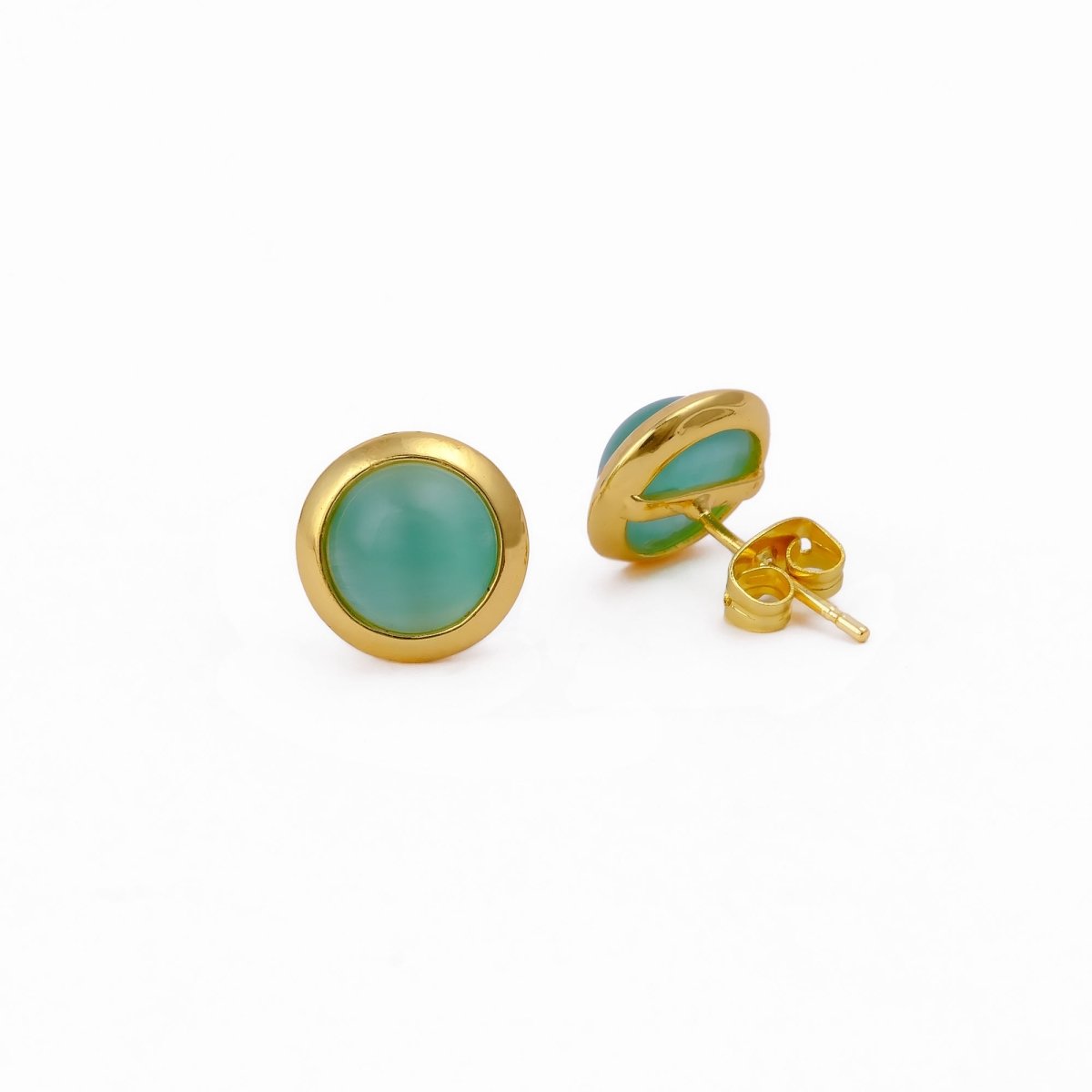 Red Coral Gemstone Minimal Gold Plated Stud Earrings Gift for Her CE - 1002