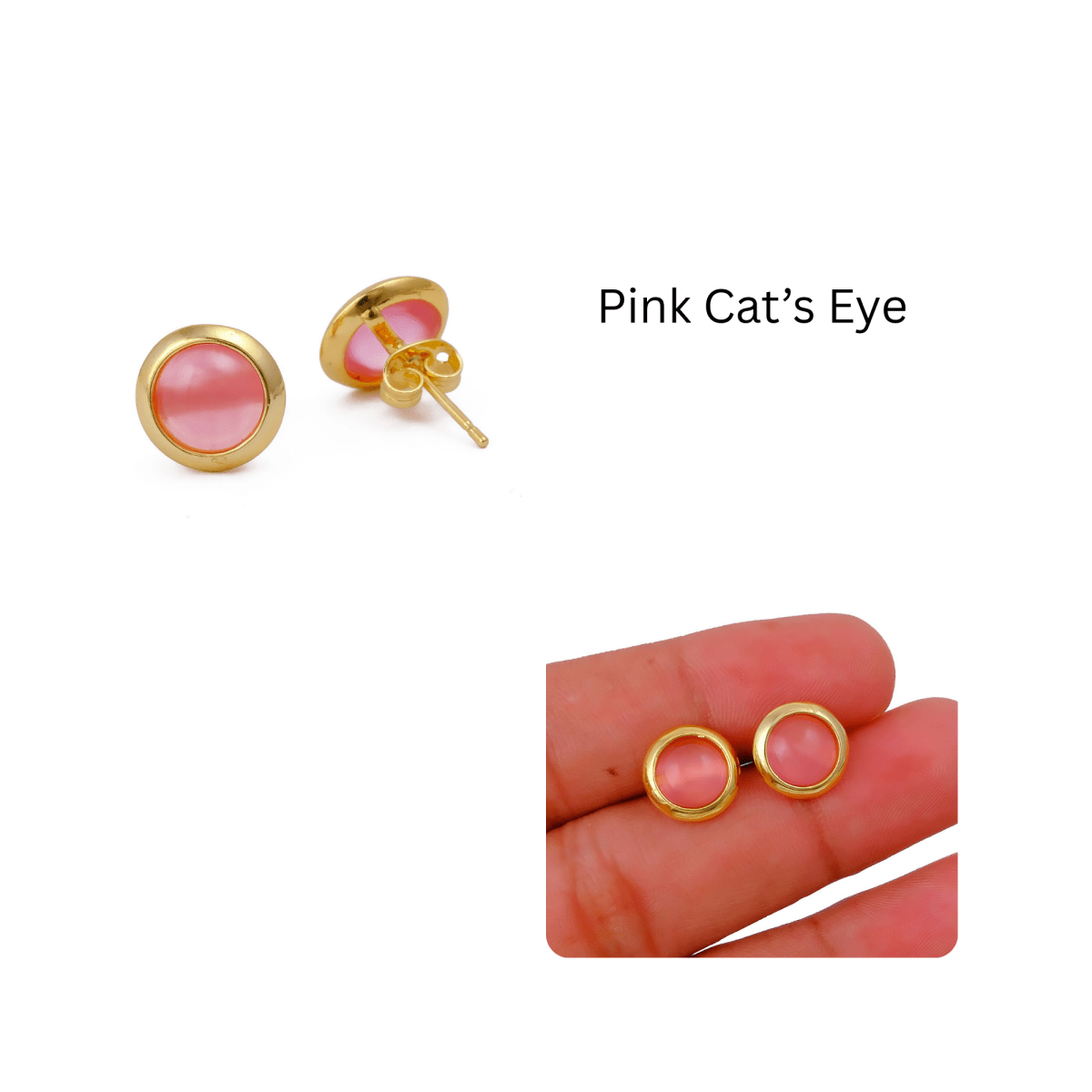 Red Coral Gemstone Minimal Gold Plated Stud Earrings Gift for Her CE - 1002