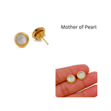 Red Coral Gemstone Minimal Gold Plated Stud Earrings Gift for Her CE - 1002