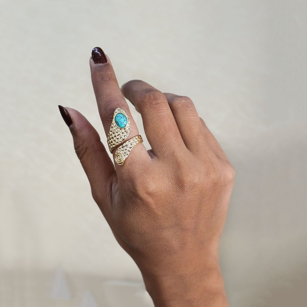 Red Garnet Adjustable Rings, Oval Cabochon Gemstone Gold Plated Jewelry CR - 1015