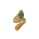 Red Garnet Adjustable Rings, Oval Cabochon Gemstone Gold Plated Jewelry CR - 1015