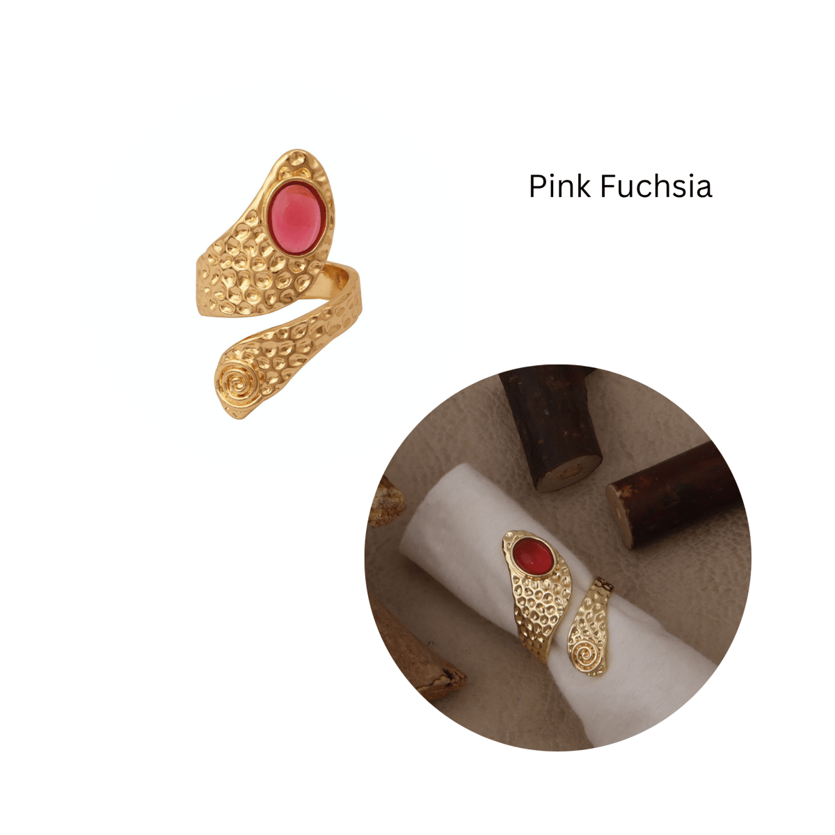 Red Garnet Adjustable Rings, Oval Cabochon Gemstone Gold Plated Jewelry CR - 1015
