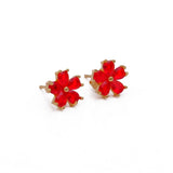 Red Garnet Earring Small Floral Studs Everyday Jewelry For Her