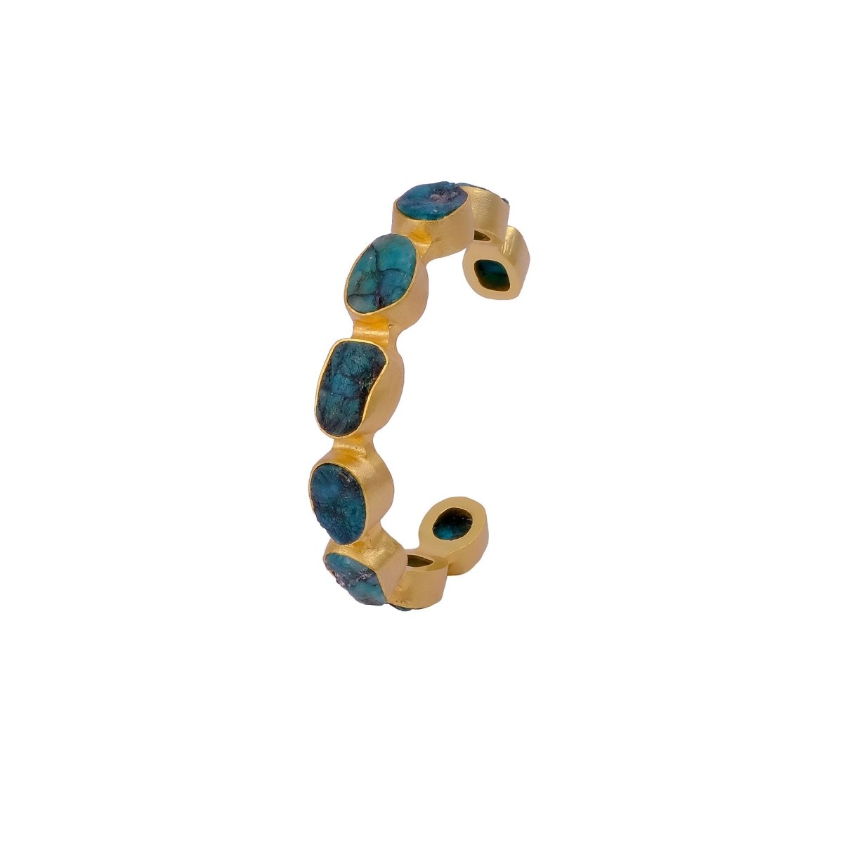 Red Garnet Raw Gemstone, Gold Plated Brass Adjustable Bangle 4080