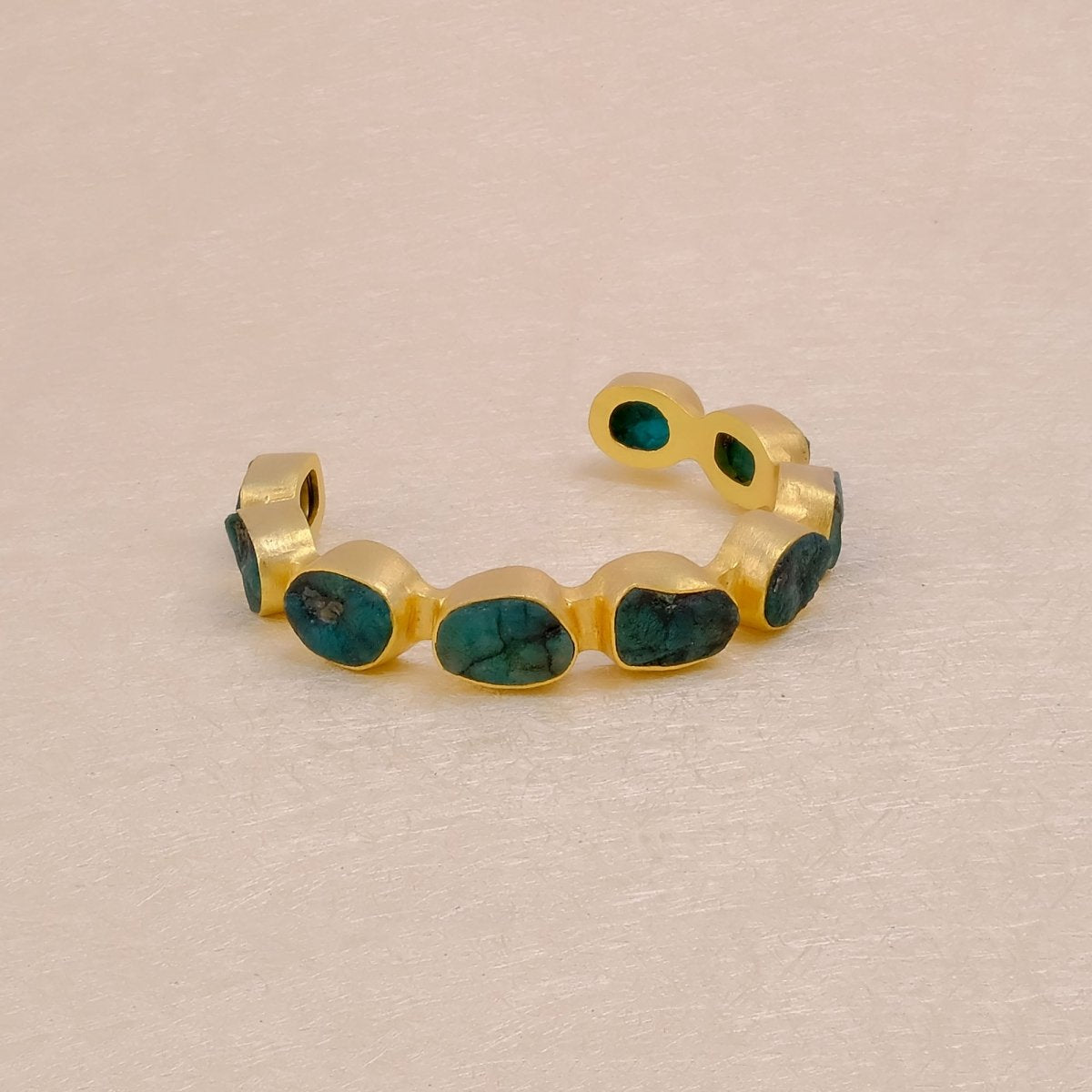 Red Garnet Raw Gemstone, Gold Plated Brass Adjustable Bangle 4080