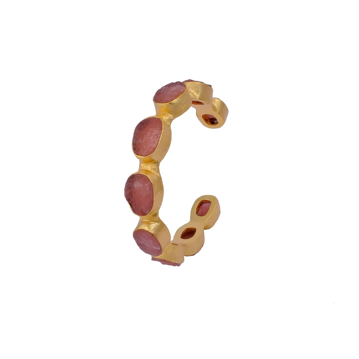 Red Garnet Raw Gemstone, Gold Plated Brass Adjustable Bangle 4080