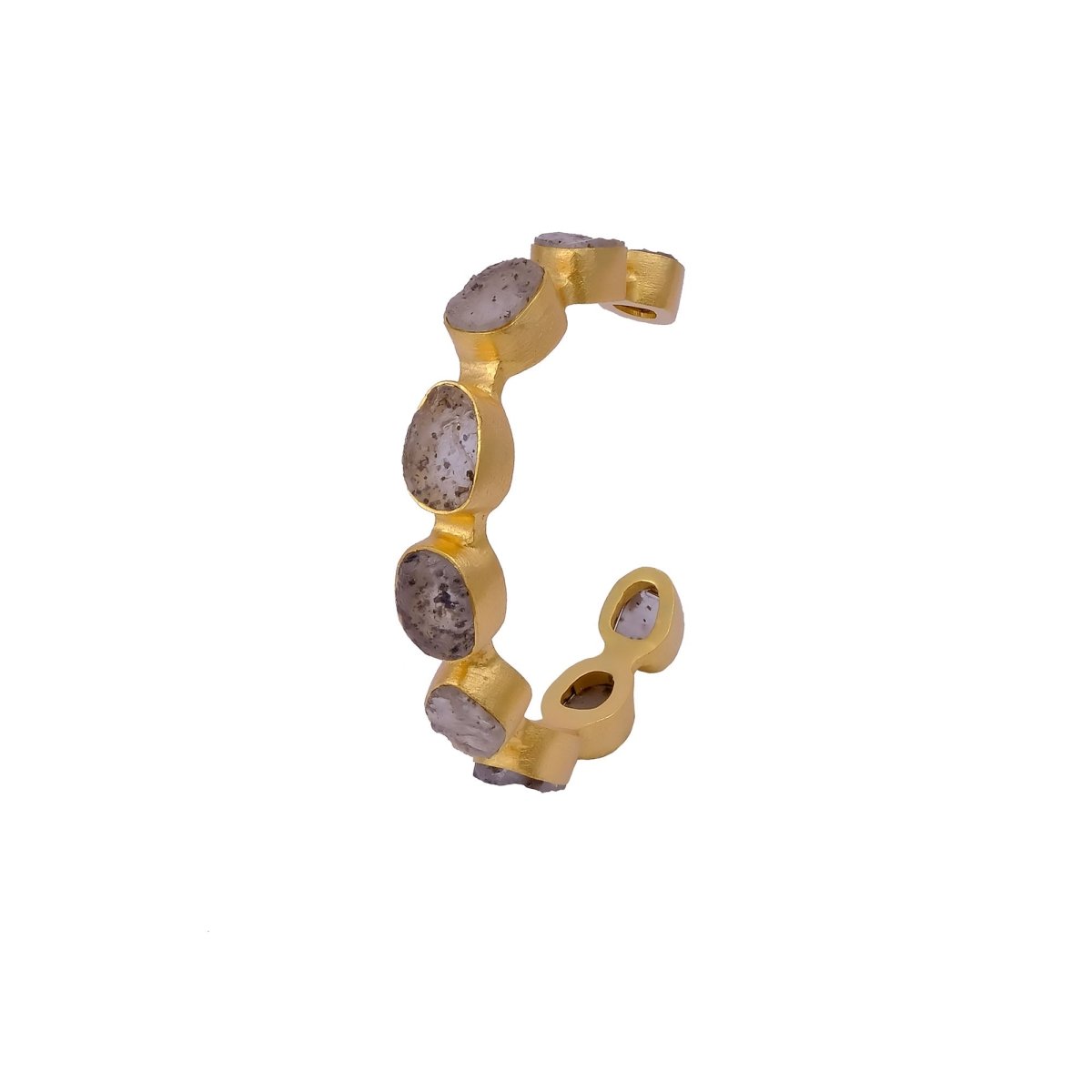 Red Garnet Raw Gemstone, Gold Plated Brass Adjustable Bangle 4080