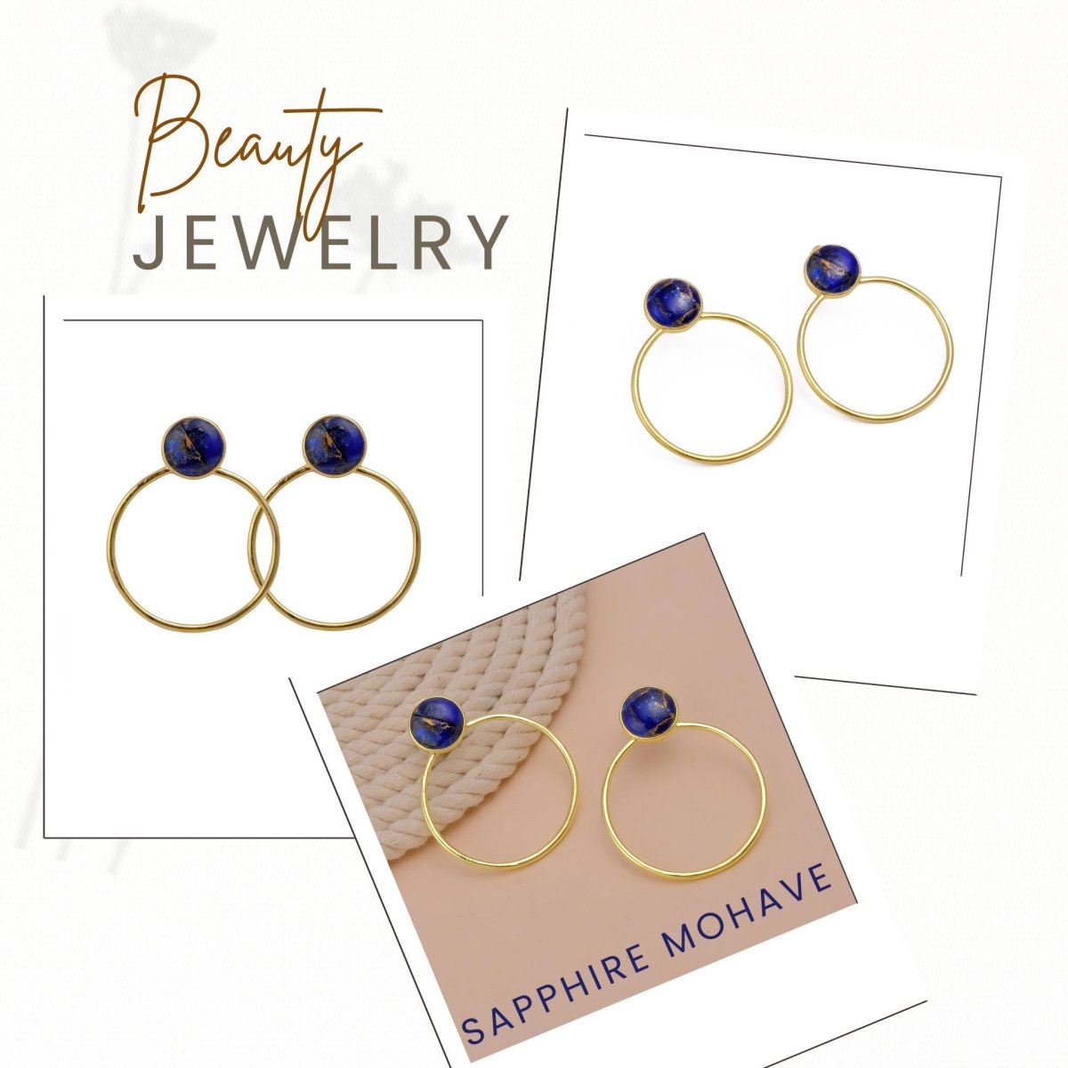 Red Mohave Gold Plated Hoop Stud Earrings, Minimalist Jewelry CE - 1003