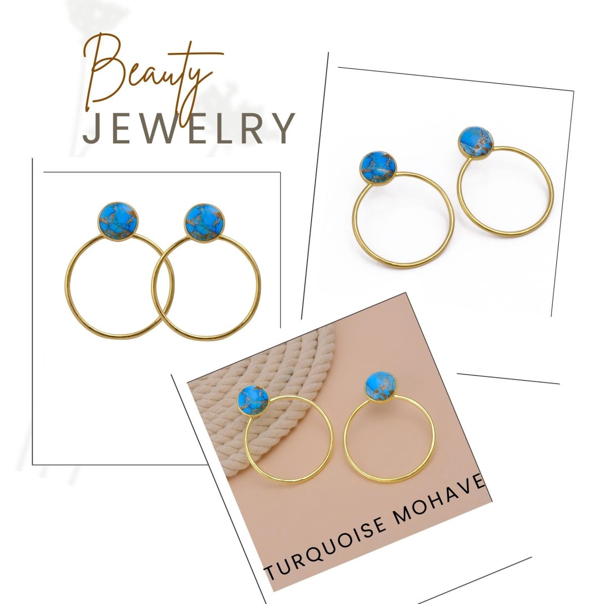 Red Mohave Gold Plated Hoop Stud Earrings, Minimalist Jewelry CE - 1003