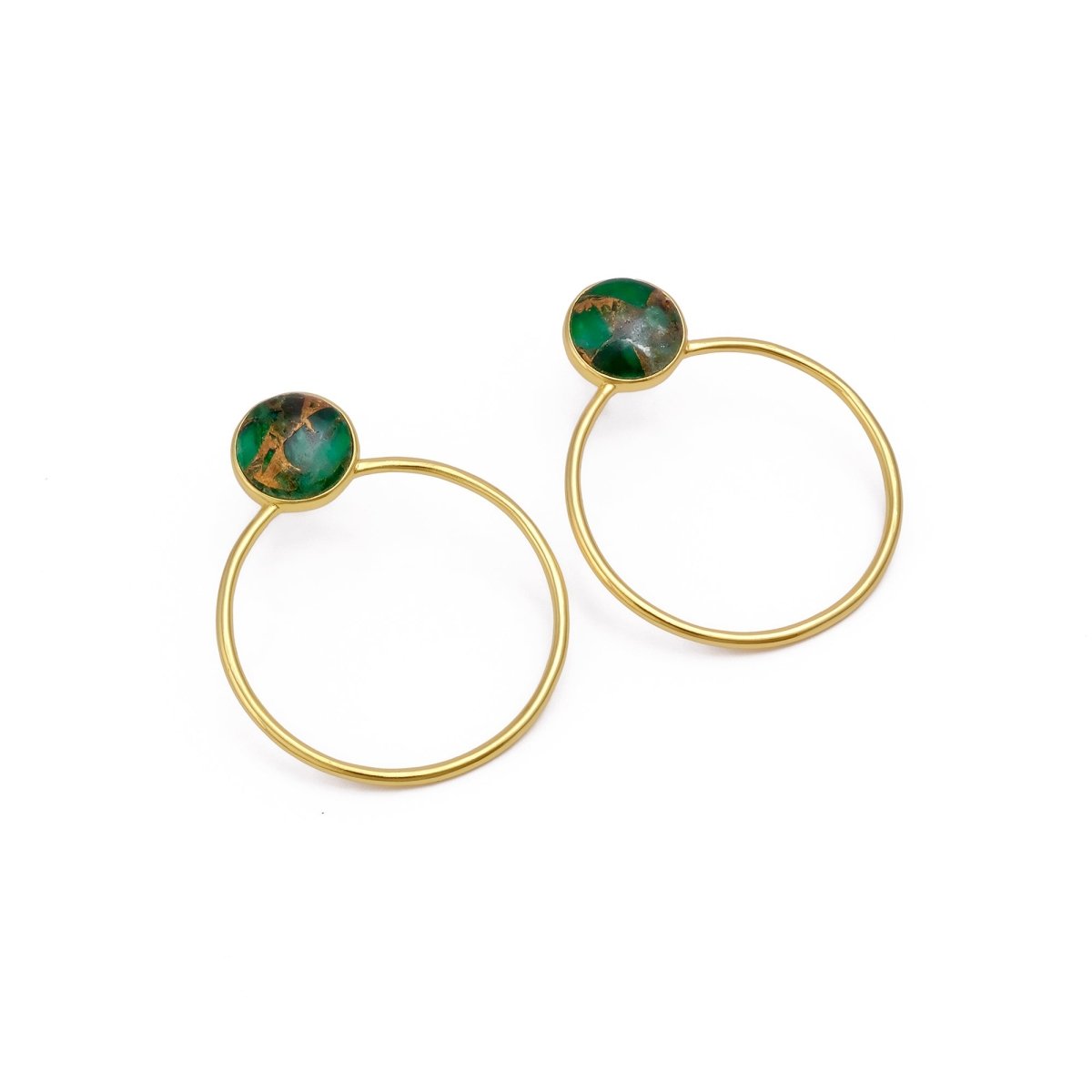 Red Mohave Gold Plated Hoop Stud Earrings, Minimalist Jewelry CE - 1003