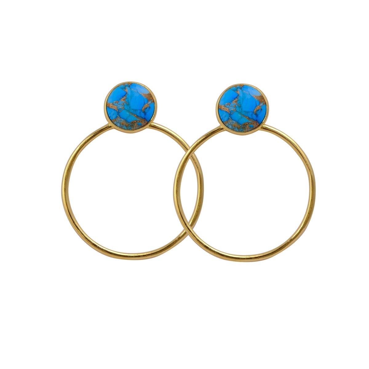 Red Mohave Gold Plated Hoop Stud Earrings, Minimalist Jewelry CE - 1003