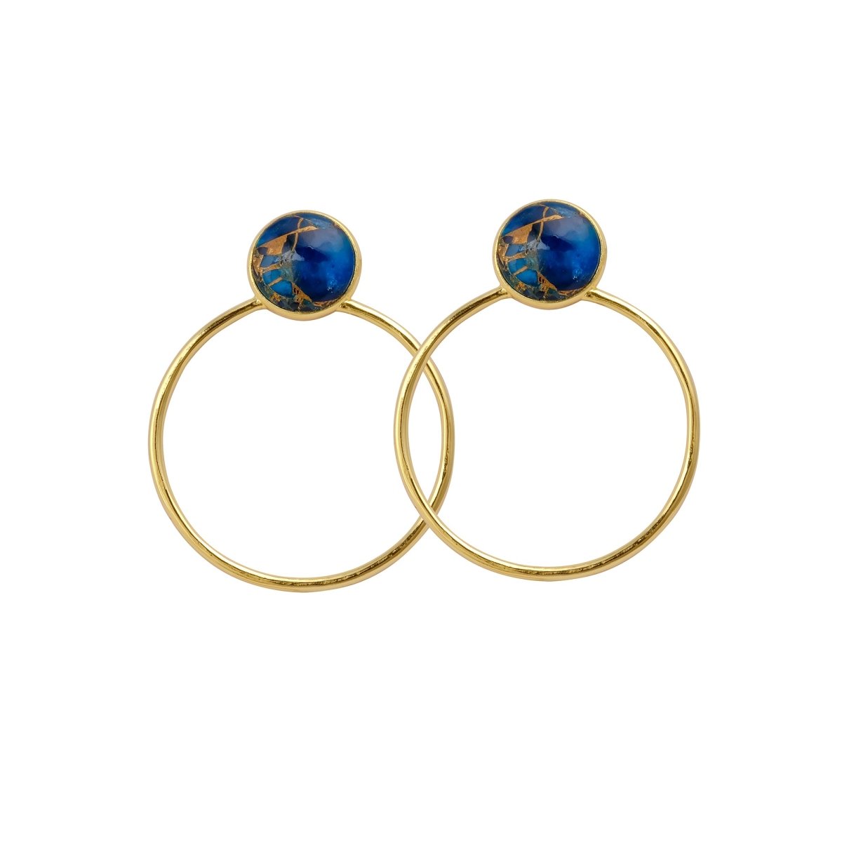 Red Mohave Gold Plated Hoop Stud Earrings, Minimalist Jewelry CE - 1003