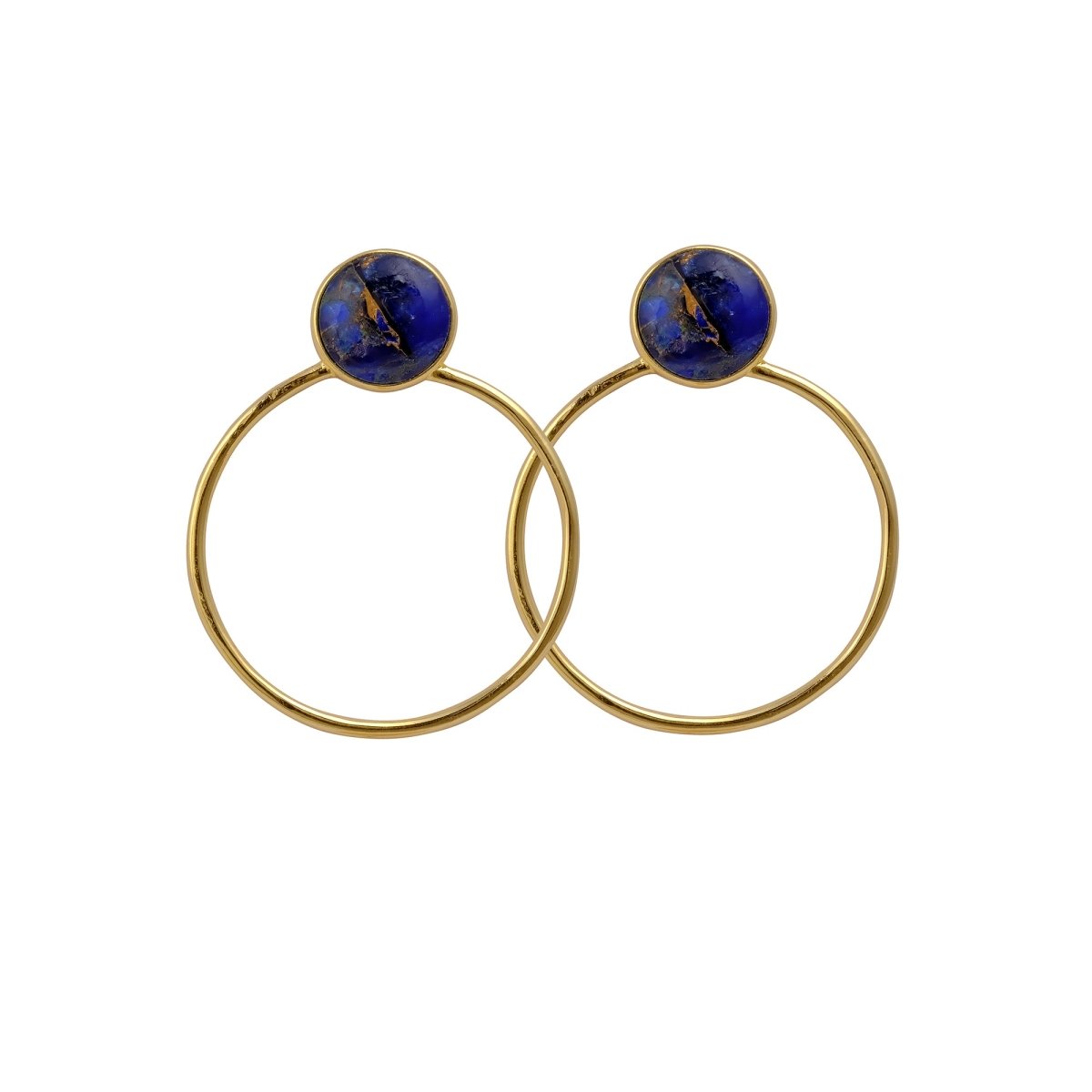 Red Mohave Gold Plated Hoop Stud Earrings, Minimalist Jewelry CE - 1003
