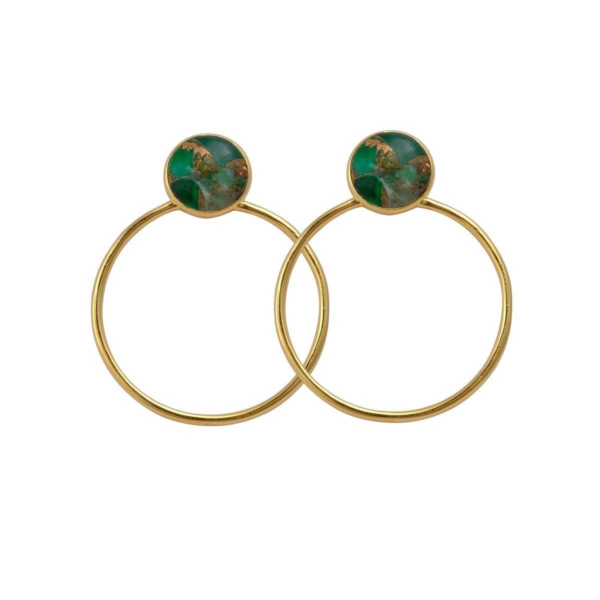 Red Mohave Gold Plated Hoop Stud Earrings, Minimalist Jewelry CE - 1003