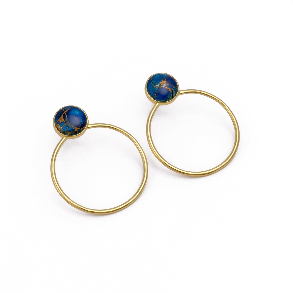 Red Mohave Gold Plated Hoop Stud Earrings, Minimalist Jewelry CE - 1003