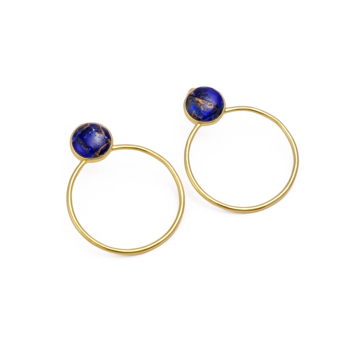 Red Mohave Gold Plated Hoop Stud Earrings, Minimalist Jewelry CE - 1003