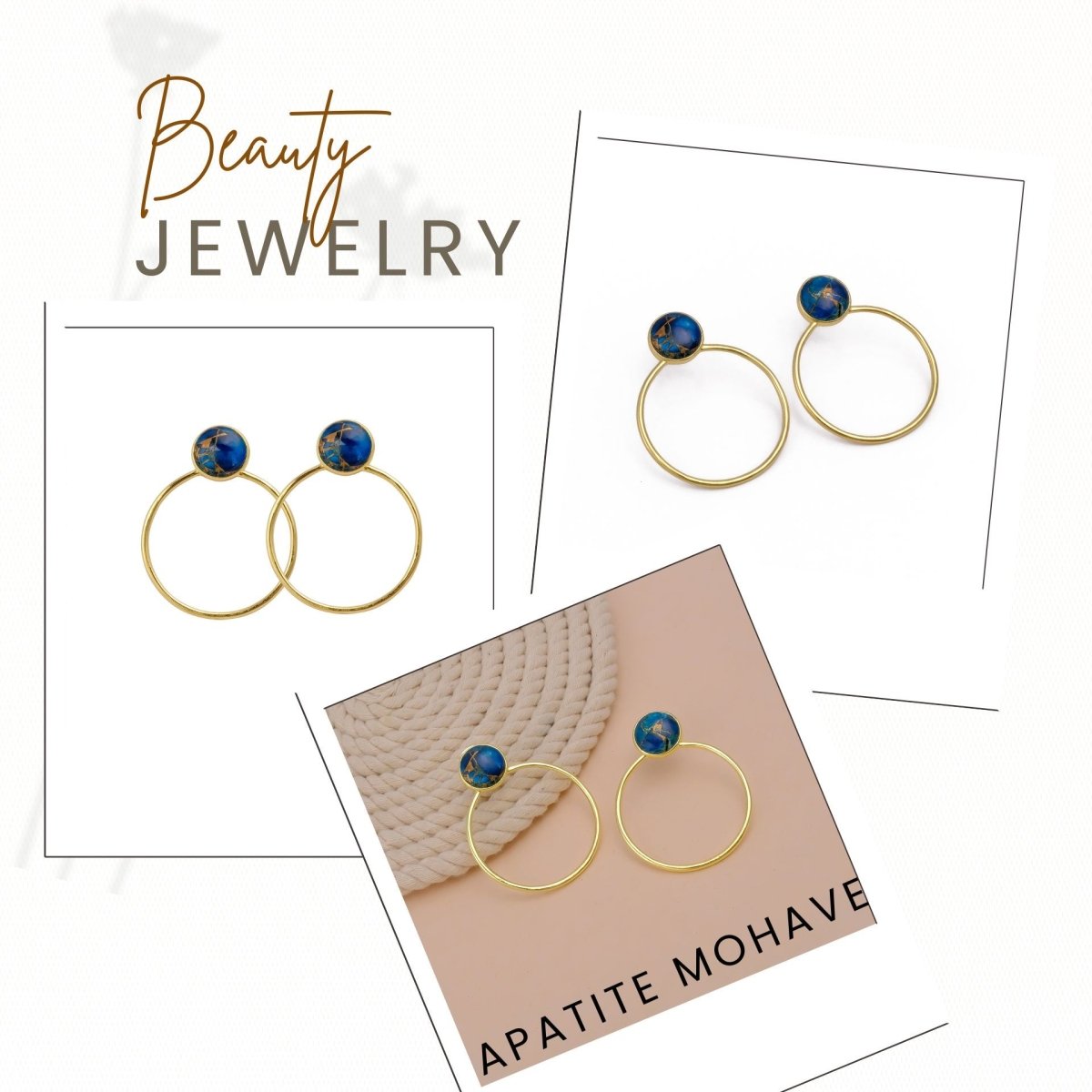 Red Mohave Gold Plated Hoop Stud Earrings, Minimalist Jewelry CE - 1003