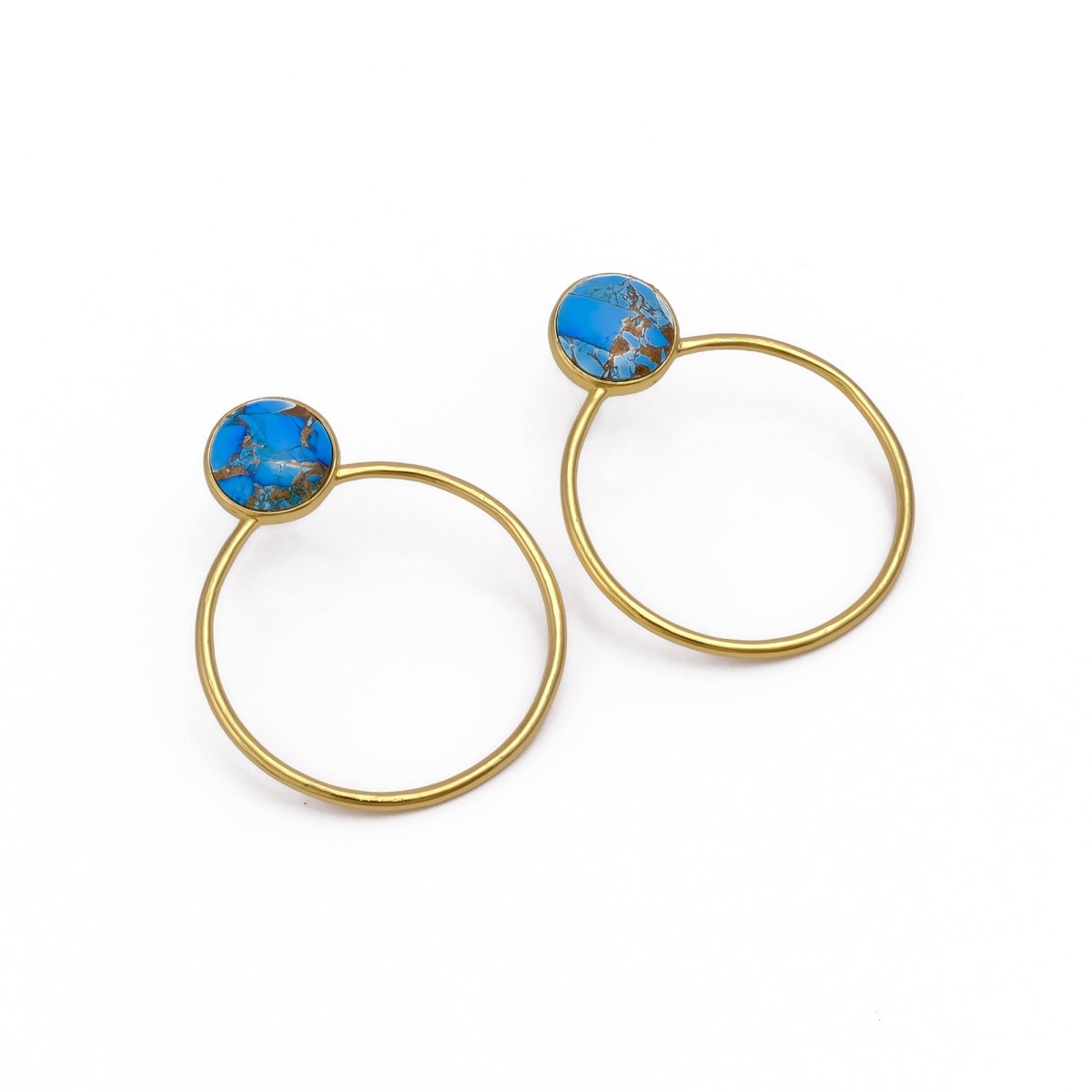 Red Mohave Gold Plated Hoop Stud Earrings, Minimalist Jewelry CE - 1003