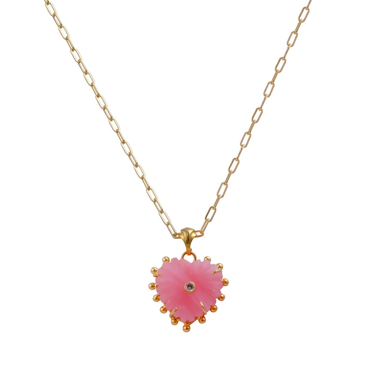 Rhodocrosite Carved Gemstone Necklaces, Gold Plated Jewelry 5286
