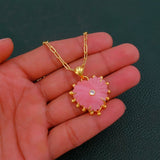 Rhodocrosite Carved Gemstone Necklaces, Gold Plated Jewelry 5286