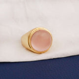 Rose Quartz Ring, Gold Plated Ring, Brass Jewelry, Boho Handmade Ring