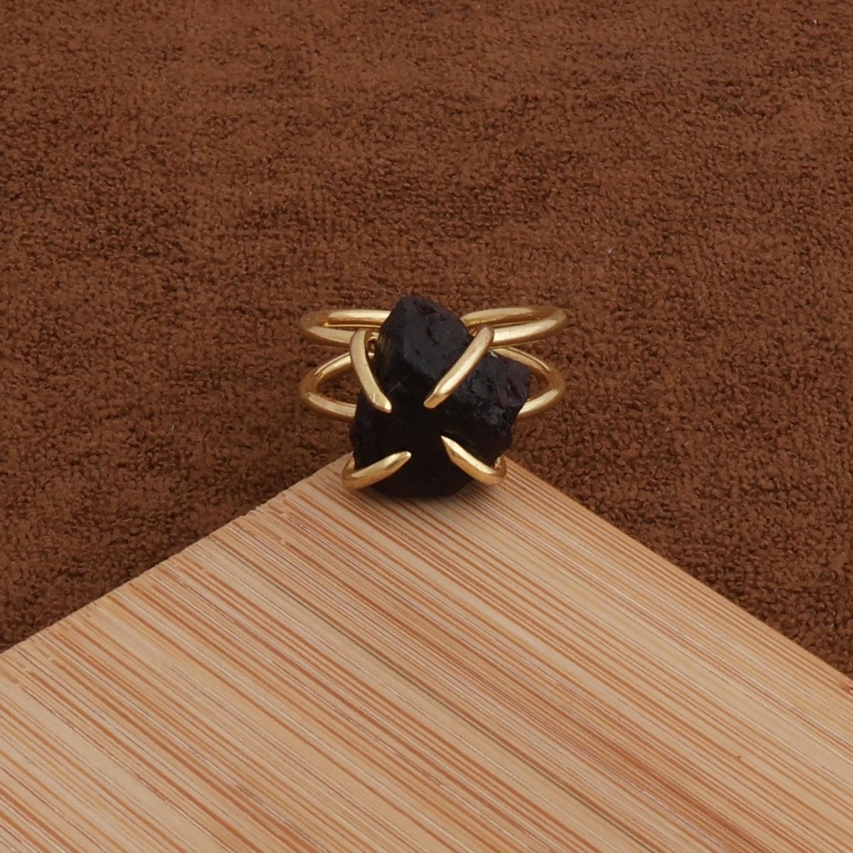 Rough Cut Peridot Gemstone Ring, Natural Adjustable Jewelry 5393
