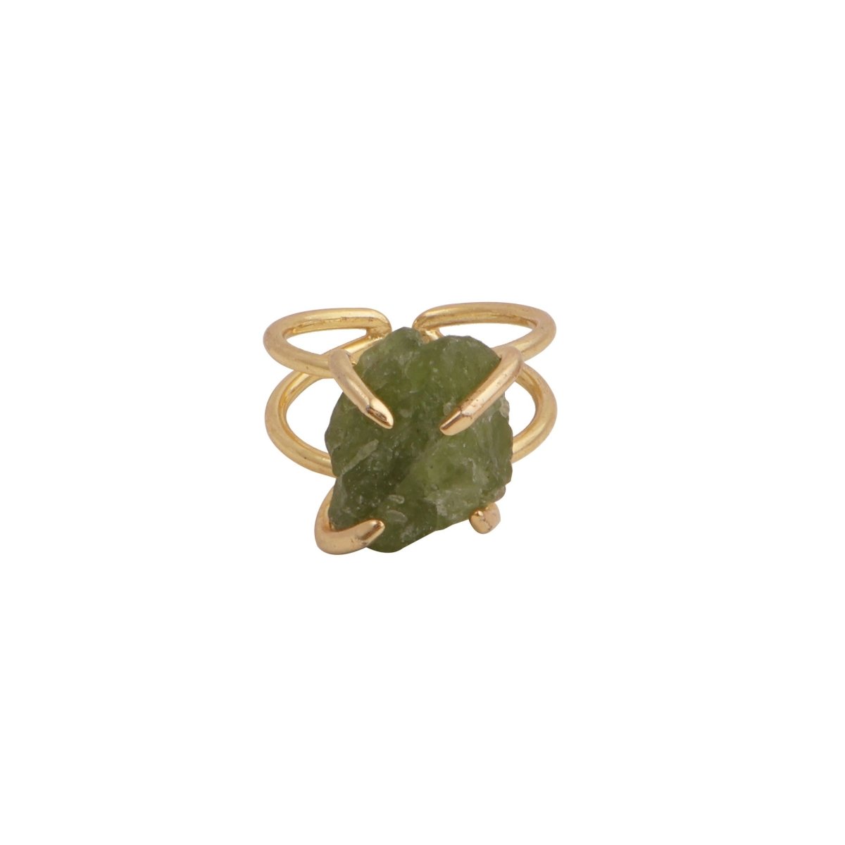 Rough Cut Peridot Gemstone Ring, Natural Adjustable Jewelry 5393
