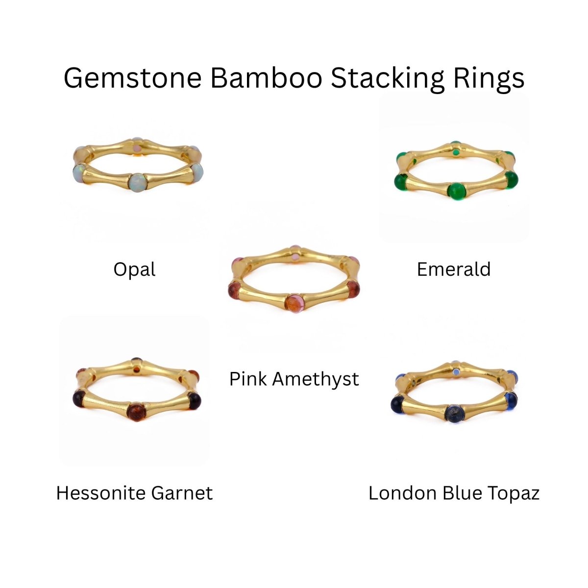 Round Shape Opal Gemstone Eternity Statement Ring, Gold Plated Brass Jewelry CR - 1023