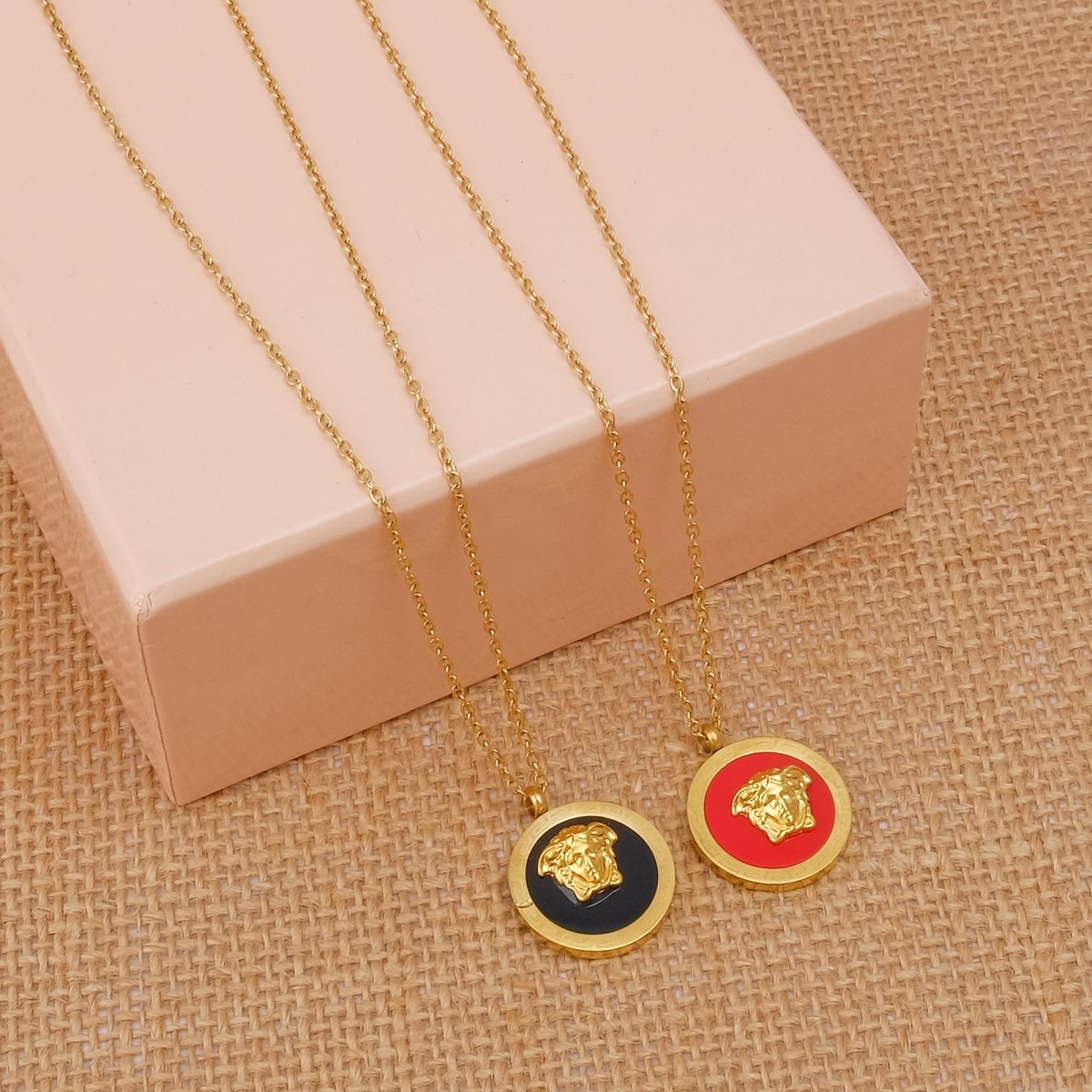 Royal Green Enamel Gold Plated Necklace Classic Medallion Necklace For Women