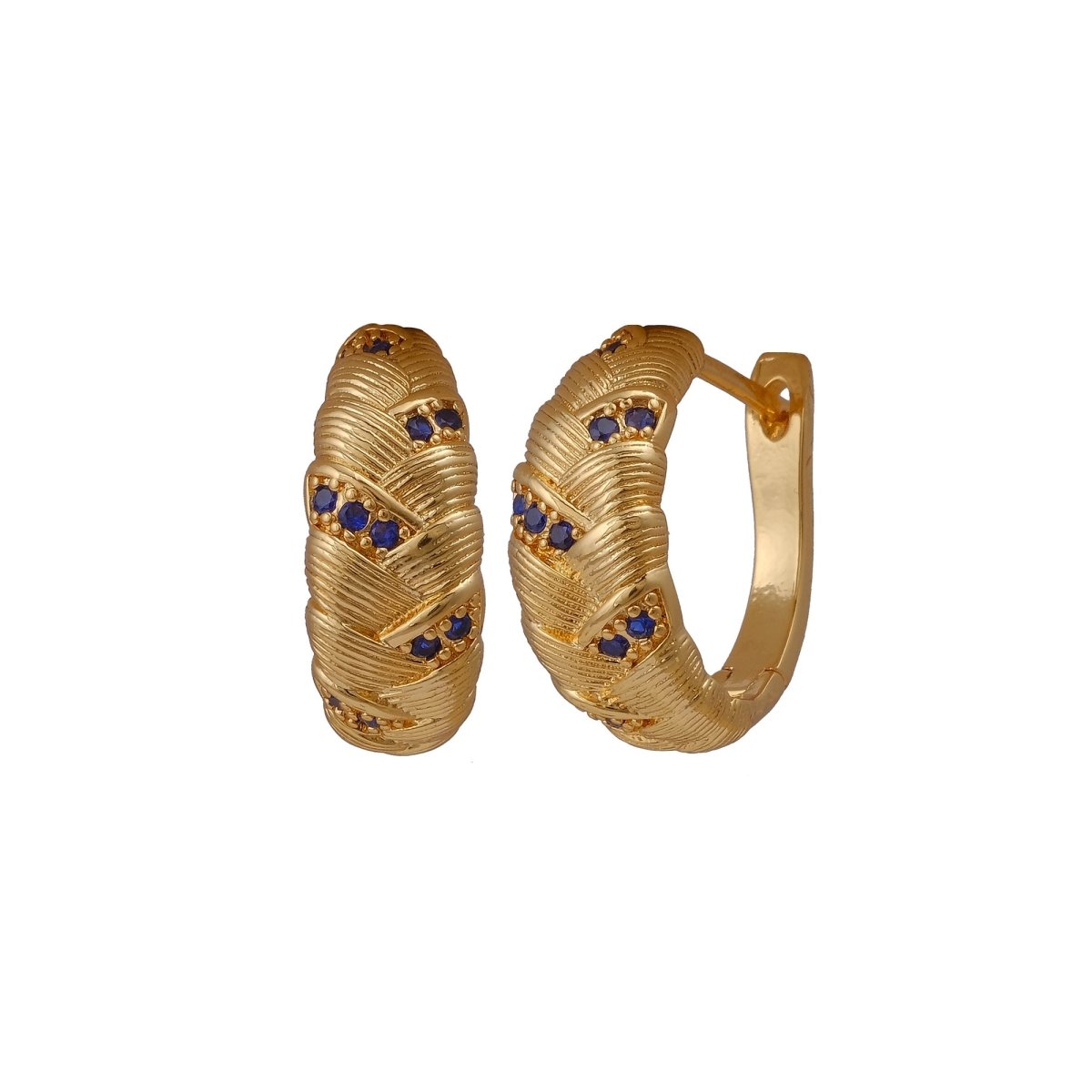 Ruby Gemstone Gold Plated Braided Hoop Huggie Earrings