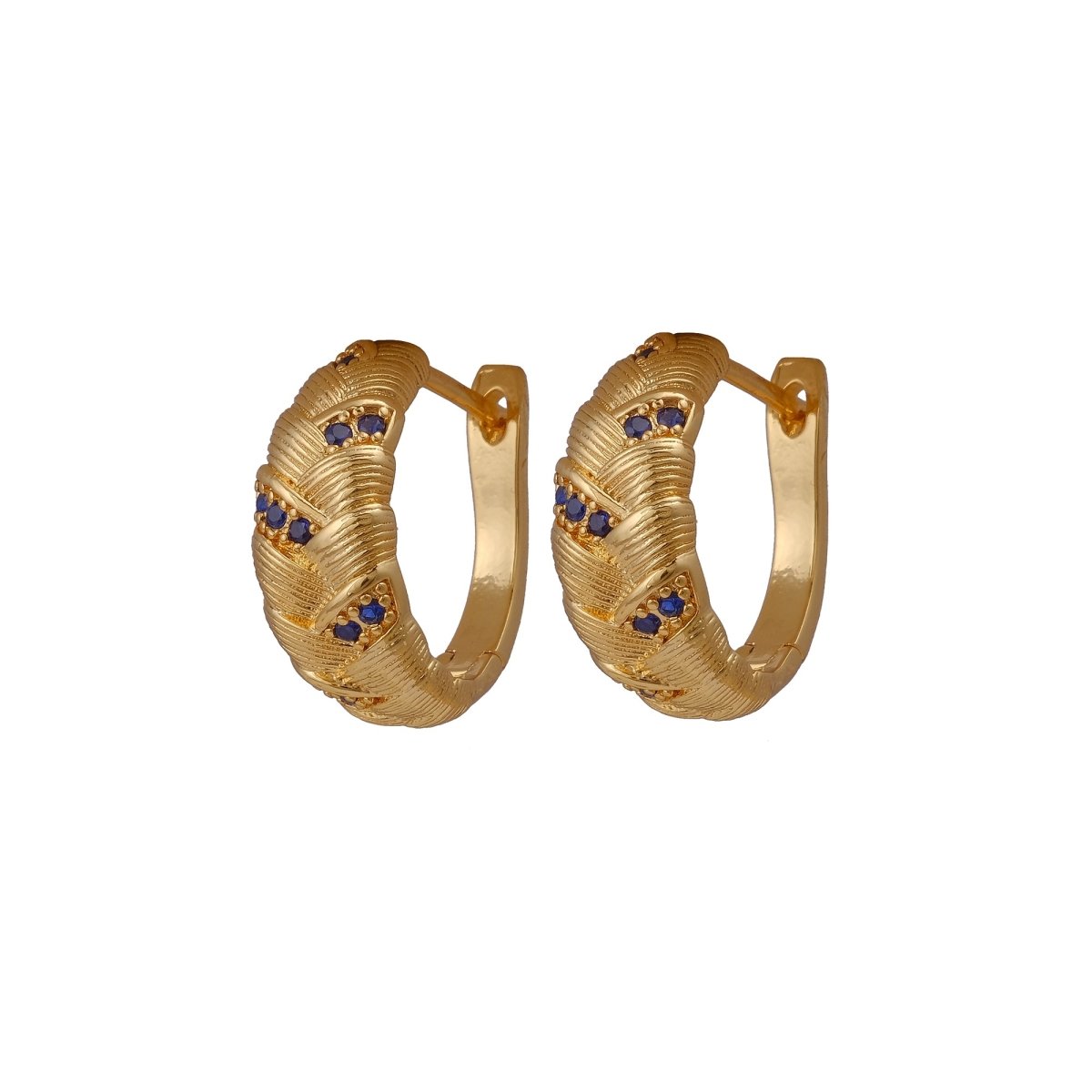 Ruby Gemstone Gold Plated Braided Hoop Huggie Earrings