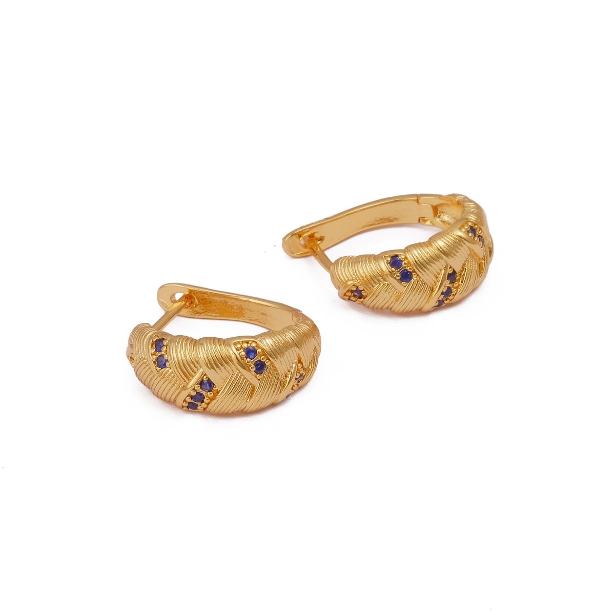 Ruby Gemstone Gold Plated Braided Hoop Huggie Earrings