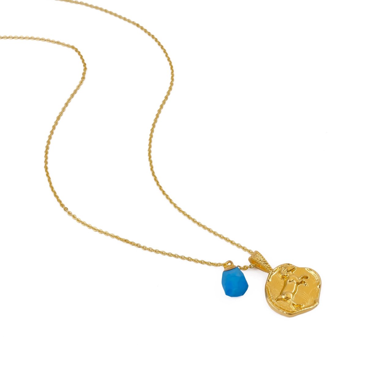 Ruby Gemstone Necklace Zodiac Sign Necklace Gold Plated Chain Necklace