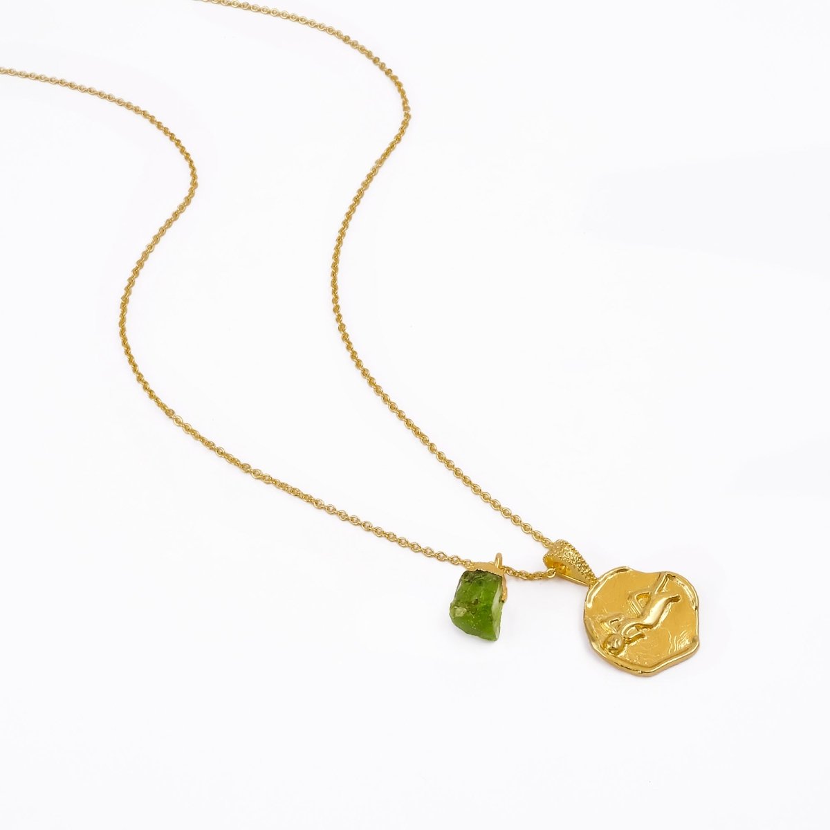Ruby Gemstone Necklace Zodiac Sign Necklace Gold Plated Chain Necklace