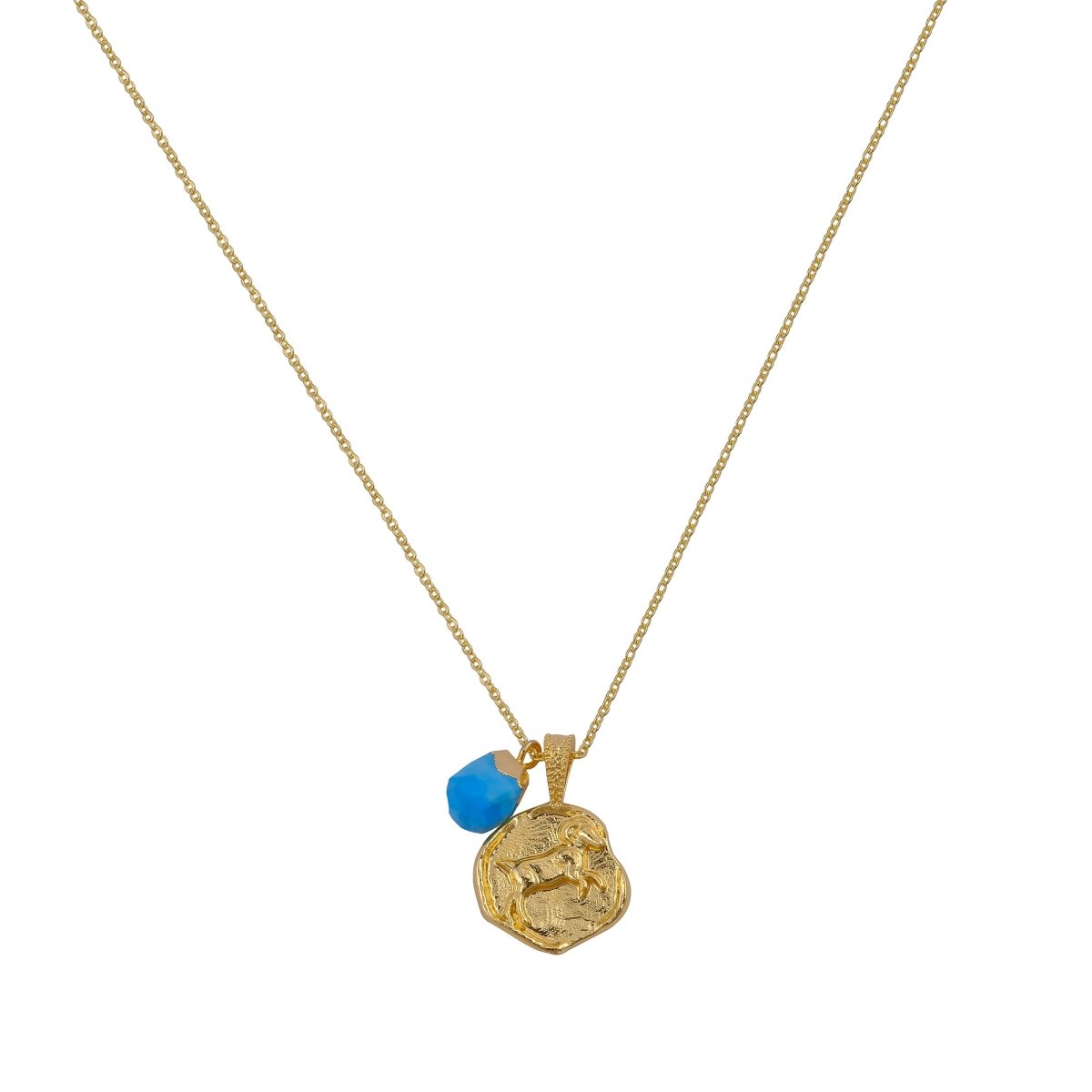 Ruby Gemstone Necklace Zodiac Sign Necklace Gold Plated Chain Necklace