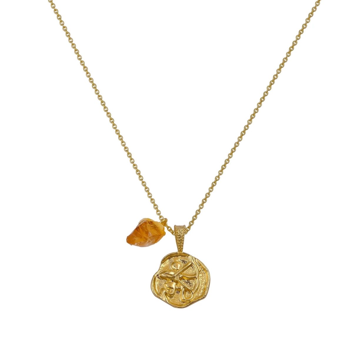 Ruby Gemstone Necklace Zodiac Sign Necklace Gold Plated Chain Necklace