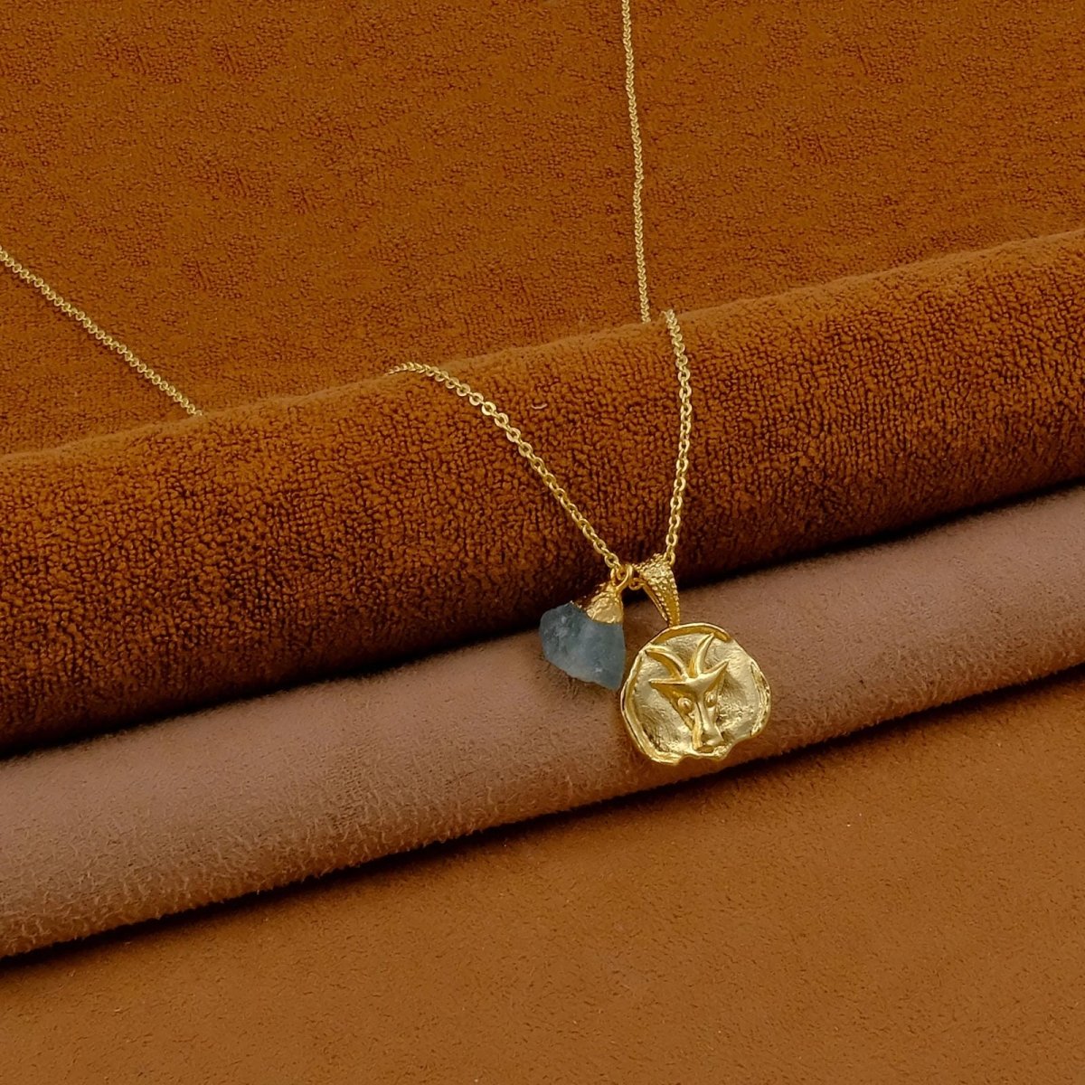 Ruby Gemstone Necklace Zodiac Sign Necklace Gold Plated Chain Necklace