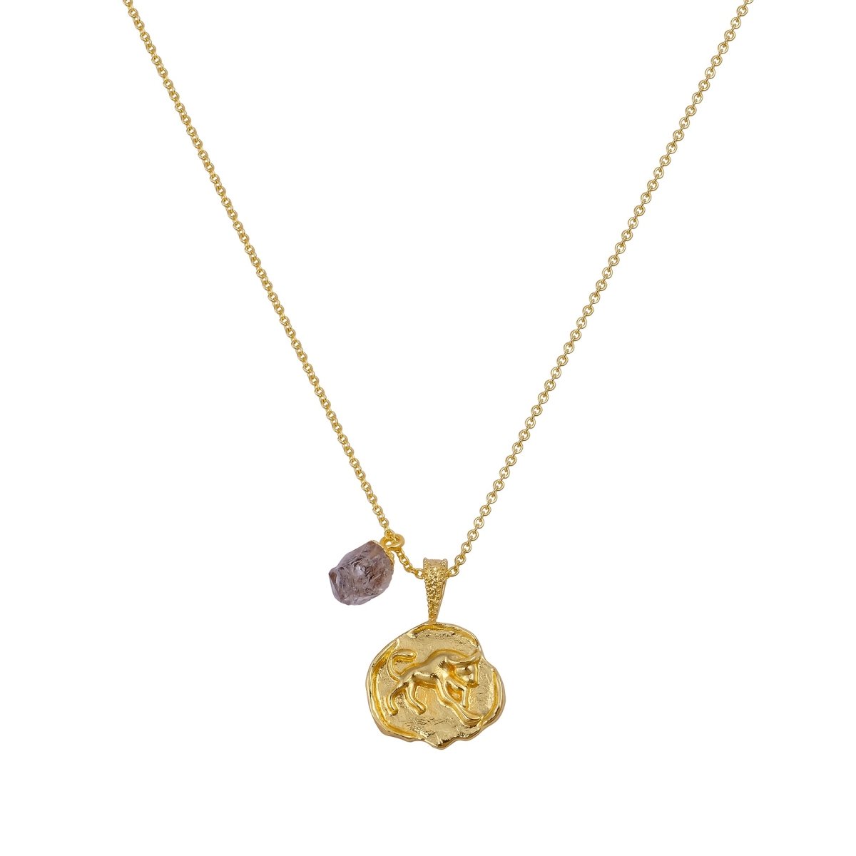 Ruby Gemstone Necklace Zodiac Sign Necklace Gold Plated Chain Necklace