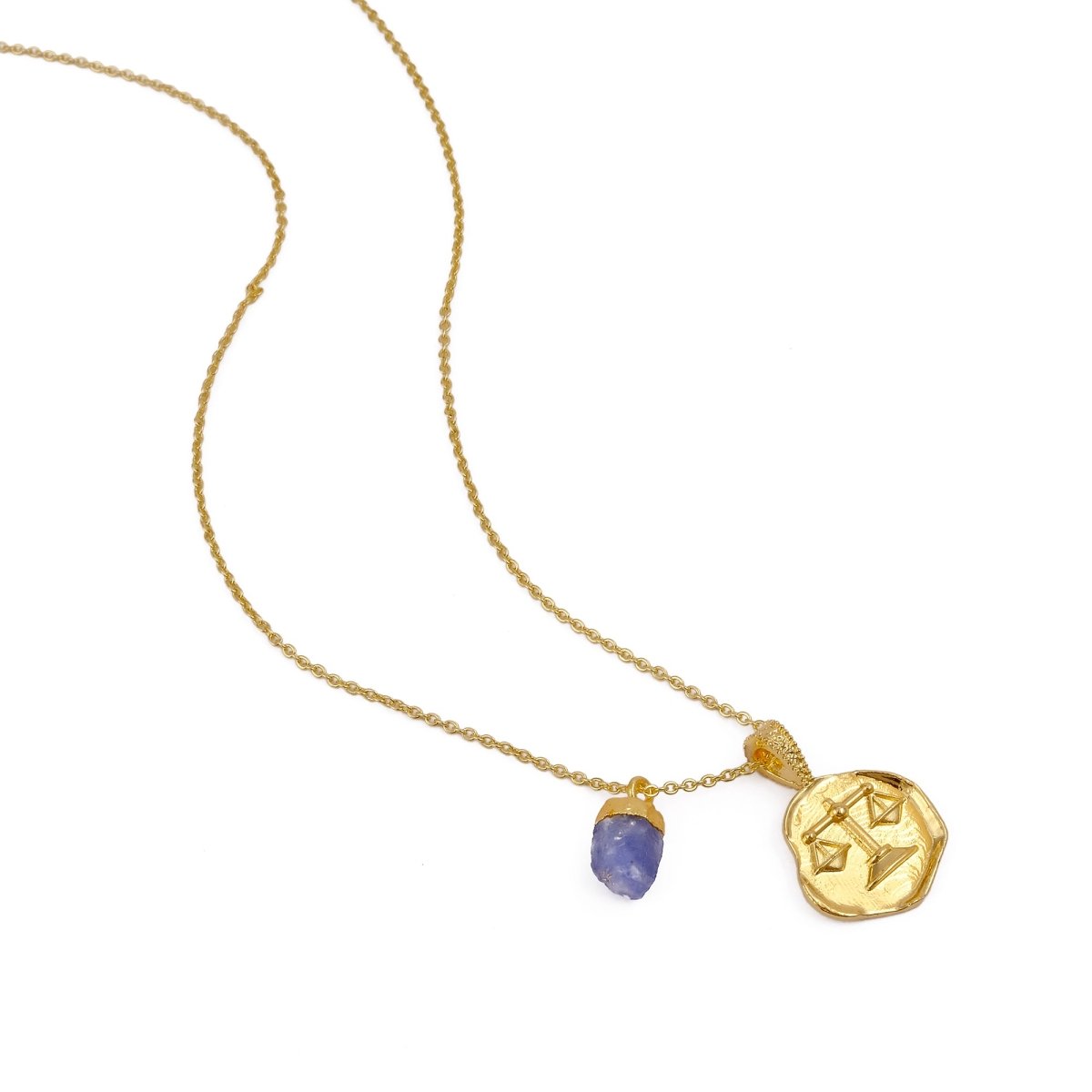 Ruby Gemstone Necklace Zodiac Sign Necklace Gold Plated Chain Necklace