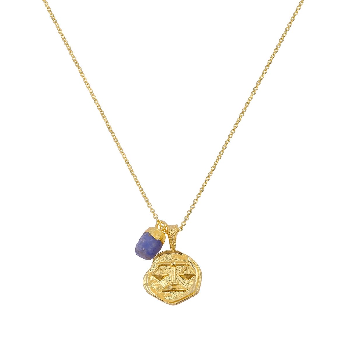 Ruby Gemstone Necklace Zodiac Sign Necklace Gold Plated Chain Necklace
