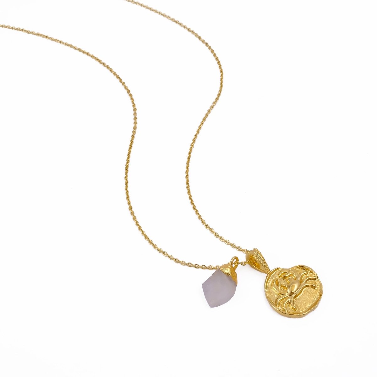 Ruby Gemstone Necklace Zodiac Sign Necklace Gold Plated Chain Necklace