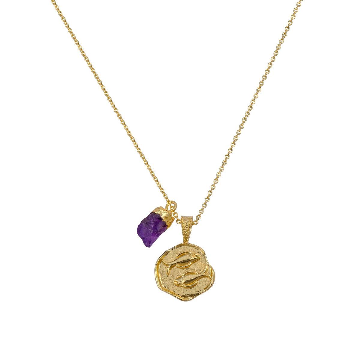 Ruby Gemstone Necklace Zodiac Sign Necklace Gold Plated Chain Necklace