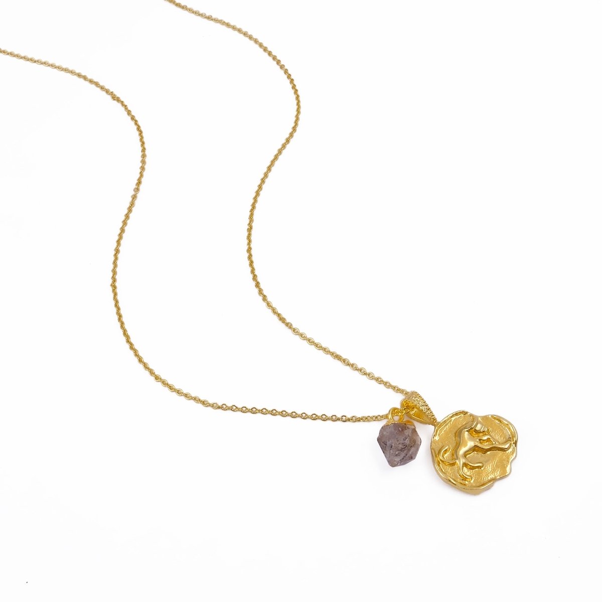 Ruby Gemstone Necklace Zodiac Sign Necklace Gold Plated Chain Necklace