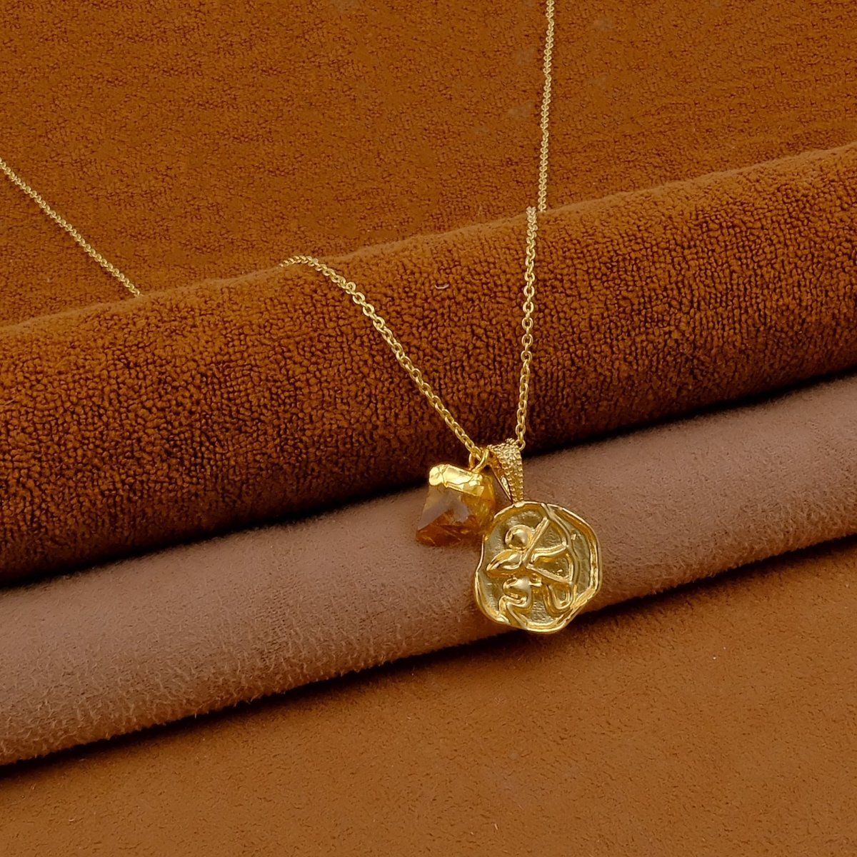 Ruby Gemstone Necklace Zodiac Sign Necklace Gold Plated Chain Necklace
