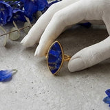 Sapphire Mohave Marquise Shape Statement Rings, Handmade Minimal Jewelry CR - 1001