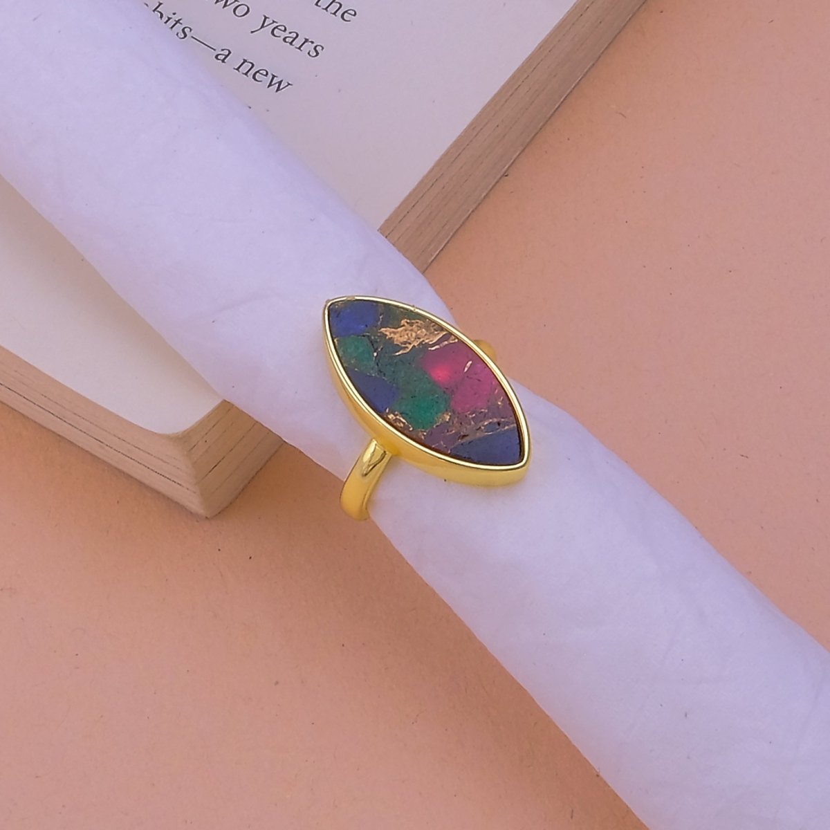 Sapphire Mohave Marquise Shape Statement Rings, Handmade Minimal Jewelry CR - 1001