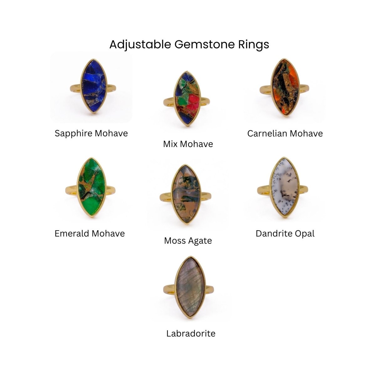 Sapphire Mohave Marquise Shape Statement Rings, Handmade Minimal Jewelry CR - 1001
