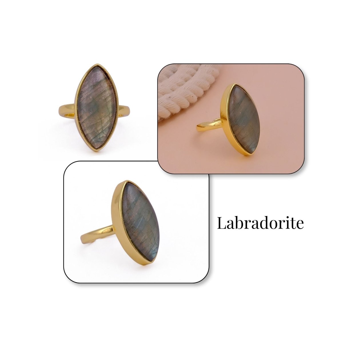 Sapphire Mohave Marquise Shape Statement Rings, Handmade Minimal Jewelry CR - 1001